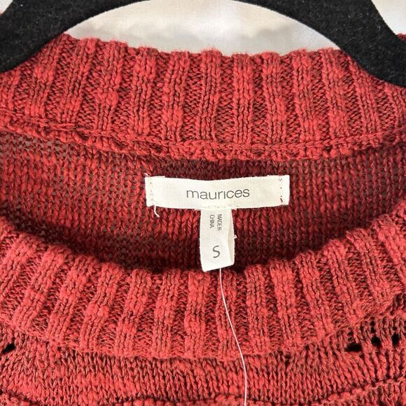 New Maurices Sweater Small Solid Red Knit Long Sleeve Crew Neck 100% Cotton - Picture 5 of 8